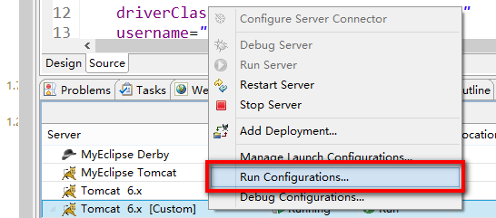 在Tomcat上右键选择Run configurations